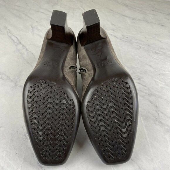 GEOX Ankle Boots Suede Bootie Taupe Size Zip Heels - Picture 11 of 12